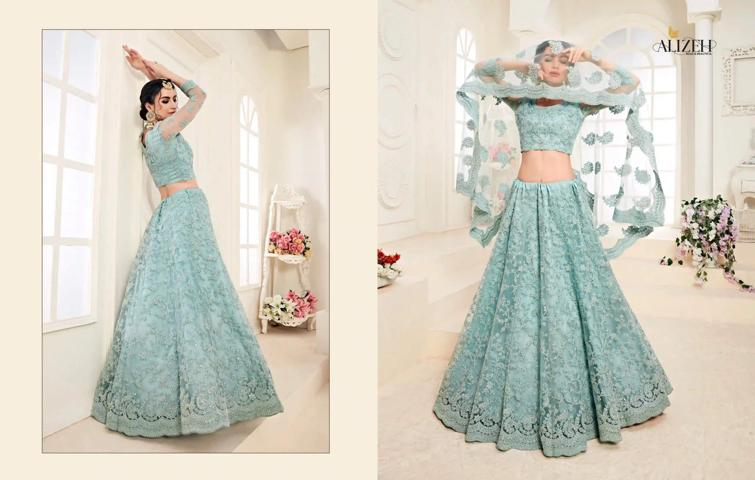 Alizeh Bridal Heritage 1001 Hit Design Colours Butterfly Net Wholesale Lehenga Catalog — Wholesale Lehenga, Alizeh wholesale from Surat — view 3